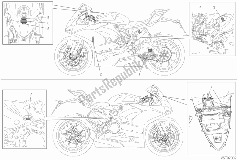 Todas las partes para Placas De Posicionamiento de Ducati Superbike Panigale V2 955 2020